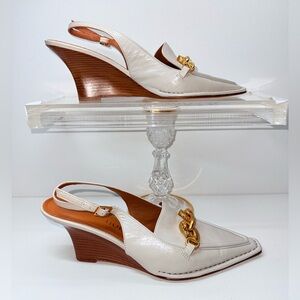 Tory Burch Jessa Ivory mule Sling back heels sz 7